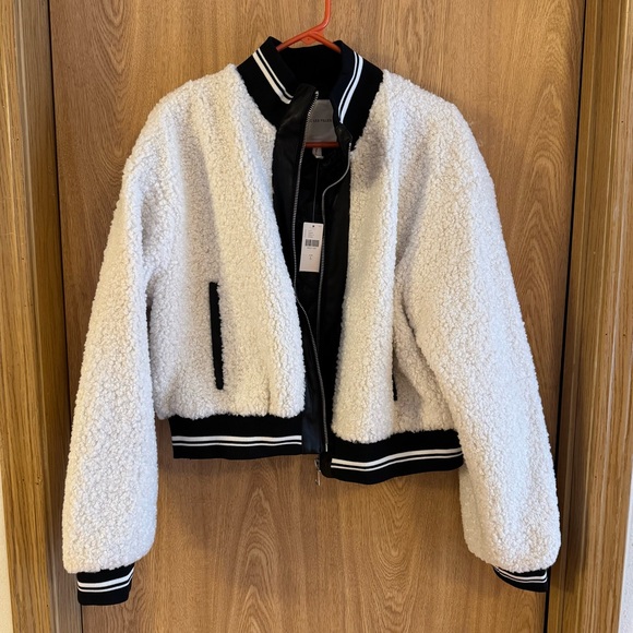 ‼️SOLD‼️Anthropologie Shearling Bomber Jacket Large vegan - Picture 6 of 12